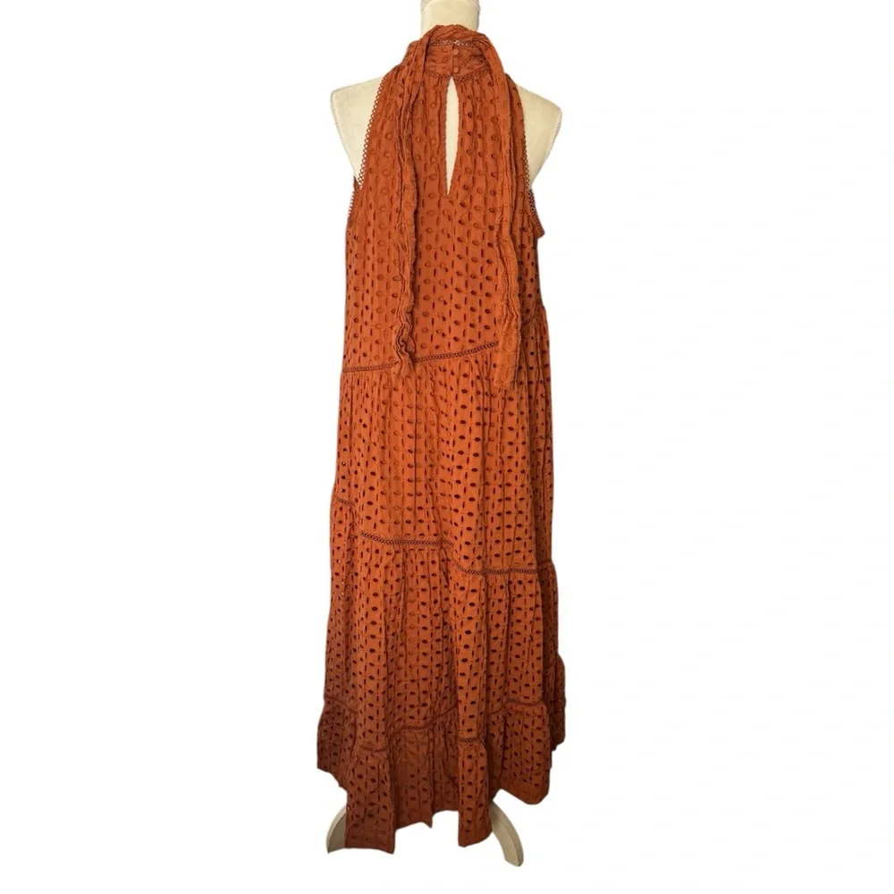 Chic Lace Maxi Dress in Terracotta - Picture 3 of 12